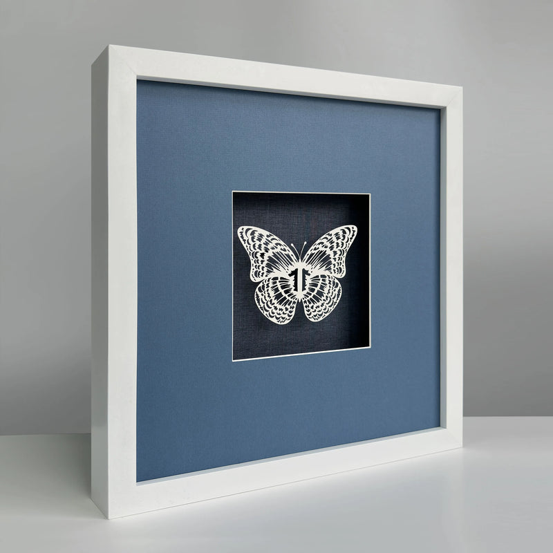 Butterfly-Blue Background PA-0206 story2 view - layered butterfly paper art