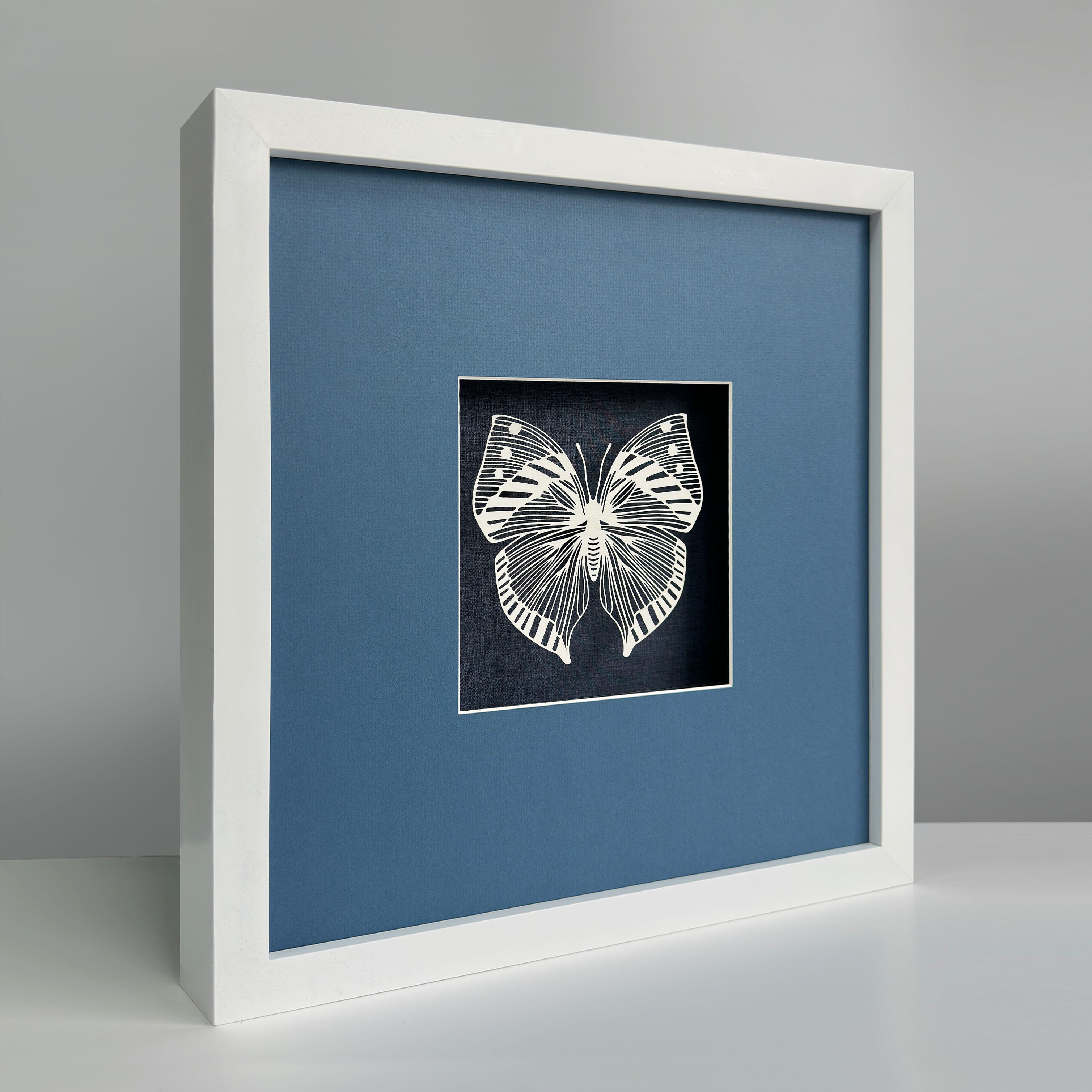 MIOW Paper-Cut Butterfly Art - Blue Background - Set 3