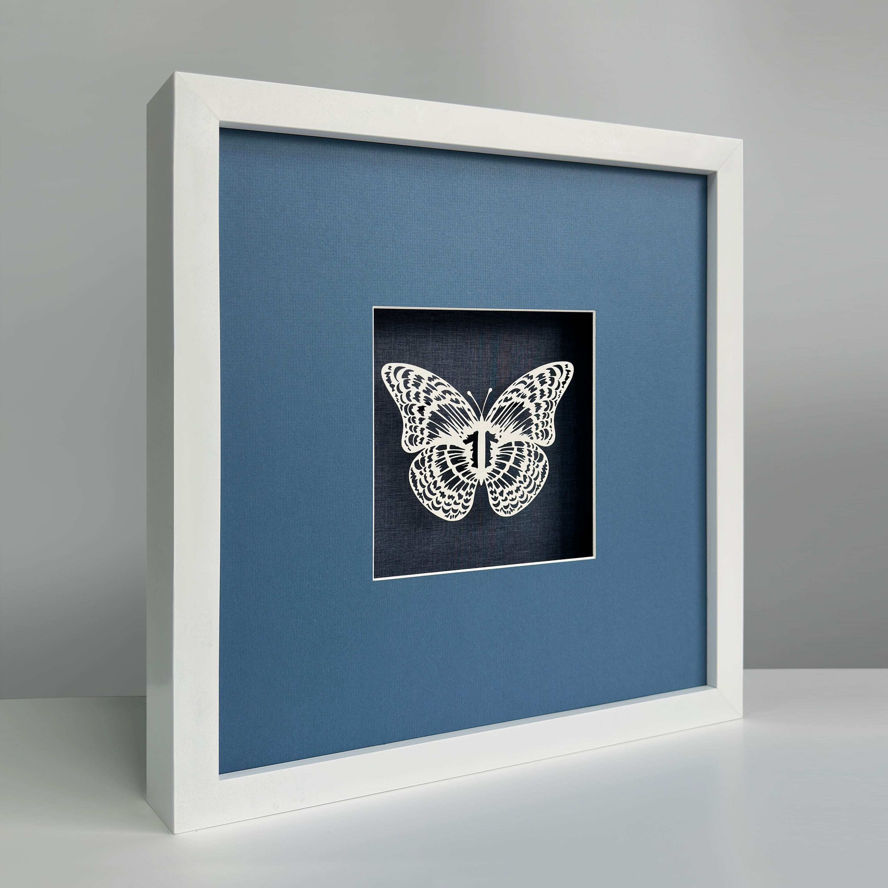 MIOW Paper-Cut Butterfly Art - Blue Background - Set 6