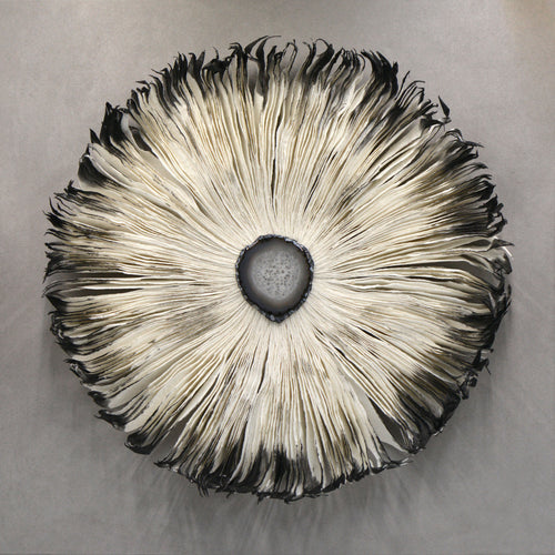MIOW Handmade Paper Agate Art - Black Eye Series - 60cm Round - Marble Effect Wall Decor