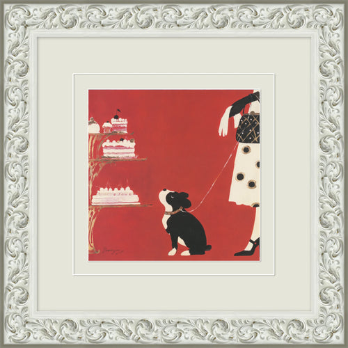 Decorative Framed Art - Whimsical Chef Kitchen Scene Ornate White Frame Wall Art - main