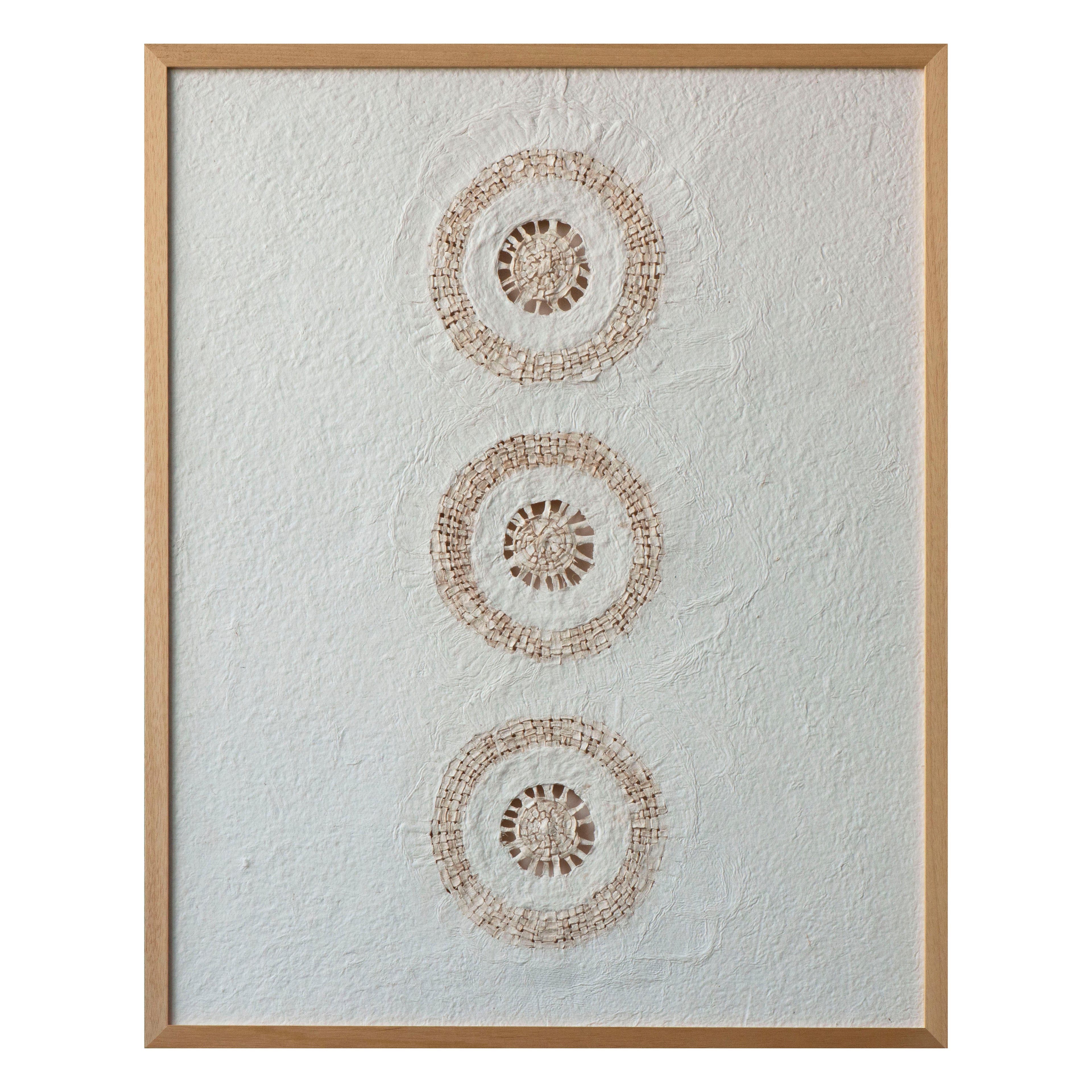 Handcrafted Paper Pulp Art - Triple Circle Vertical Design